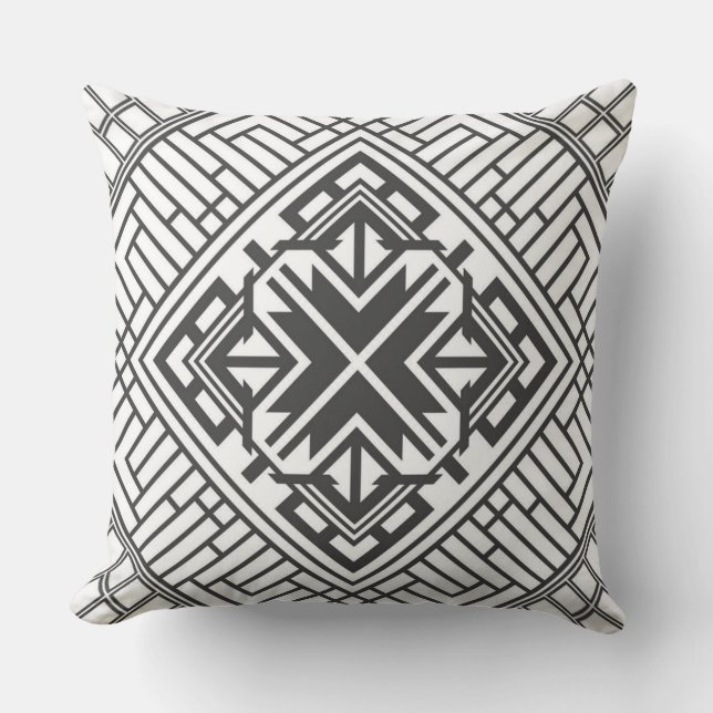 Coussin Fond Moderne Géométrique Noir et Blanc (Recto)