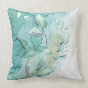 Coussin Fonderie verte de mer et mystique de l'encre Turqu