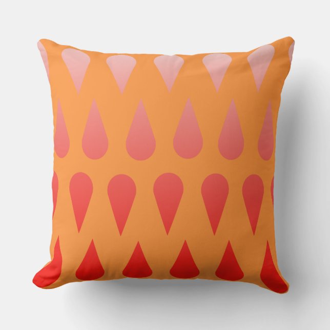 Coussin Fondu Red Raindrops dans Orange Gradient (Recto)