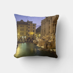 Coussin Fontaine de Trevi la nuit, Rome, Lazio, Italie