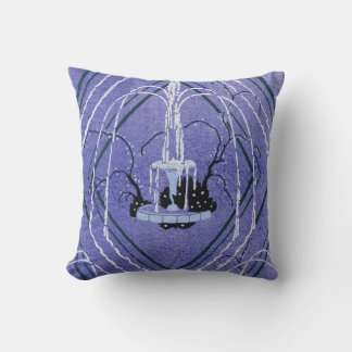 Coussin Fontaine vintage d'eau violet Motif Art déco