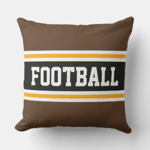 Coussin FOOTBALL amusant Athlétisme Brown Jaune Black Stri