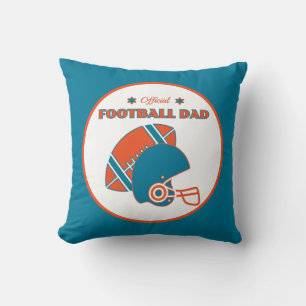 Coussin Football papa sportifs amateurs orange bleu vintag