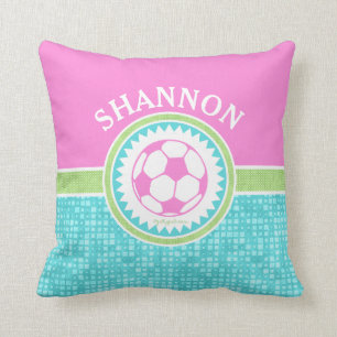 Coussin Football Pastel Tri-Color Avec Carrelage Aqua