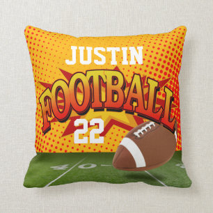Coussin Football Sports Nom personnalisé Numéro citrouil