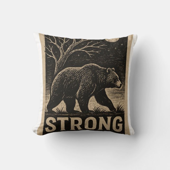 Coussin Force de l'ours vintage (Recto)