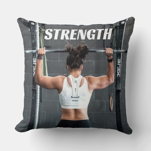Coussin Force Fittness Femmes Muscle Worout Motivationnel (Recto)