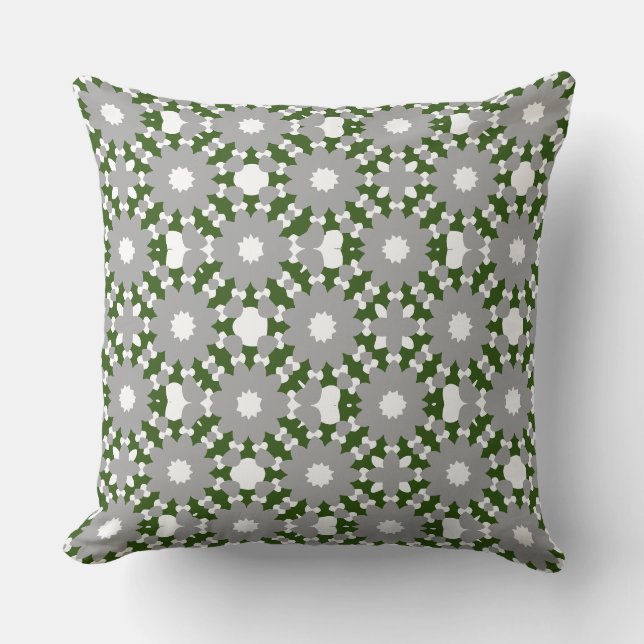 Coussin Forest Green Grey White Cercles connectés Motif (Recto)