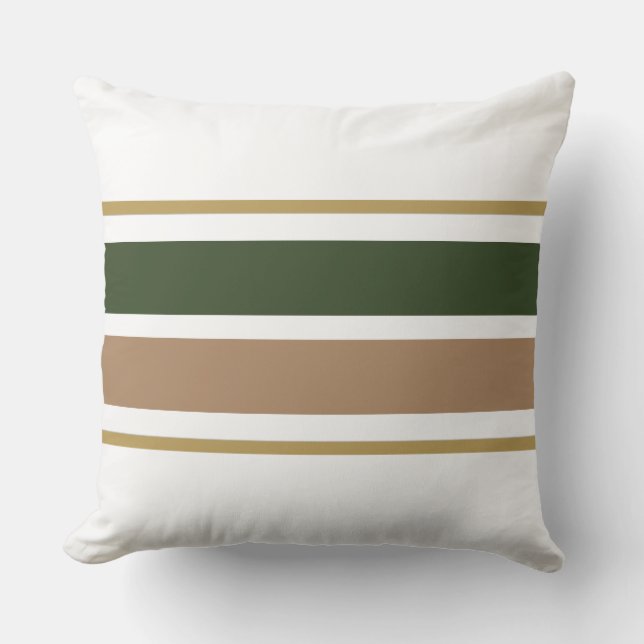 Coussin Forest Green Light Brown White Racing Stripes (Recto)