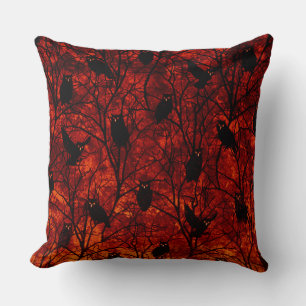 Coussin Forest Owls Sunset Gathering Throw Pillow
