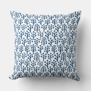 Coussin Forêt 230823 - Bleu Shibori sur blanc