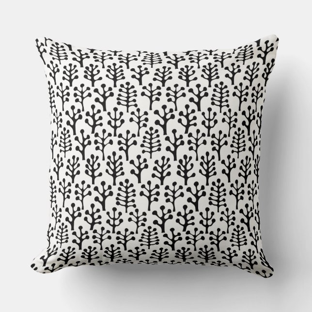 Coussin Forêt 230823 - Noir sur blanc (Recto)