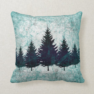 Coussin Forêt à feuillage persistant rustique affligée