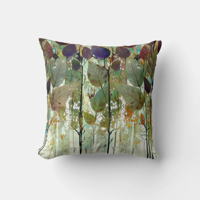 Coussin Forêt abstraite feuillue (Recto)