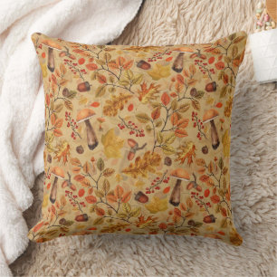 Coussin Forêt automnale sur ocre