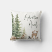 Coussin Forêt Bois Animaux Aventure Attend (Recto)