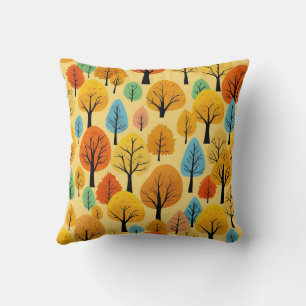 Coussin Forêt d'automne colorée et simple de style ferme