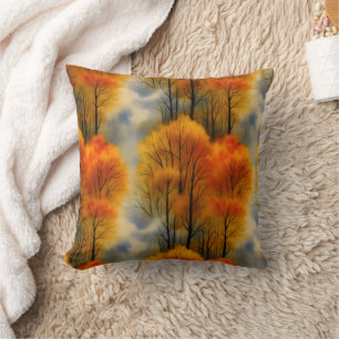 Coussin Forêt d'automne rustique - Aquarelle d'automne