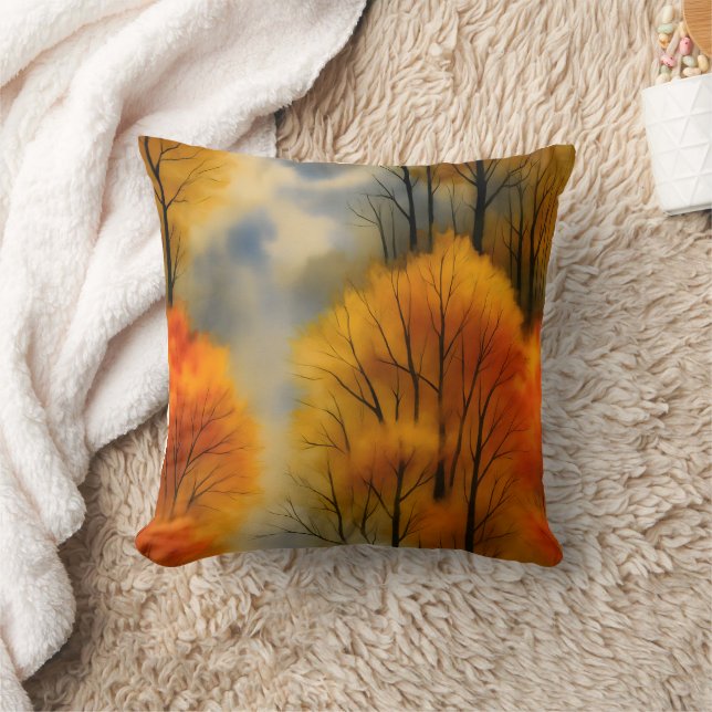 Coussin Forêt d'automne rustique - Aquarelle d'automne (Couverture)