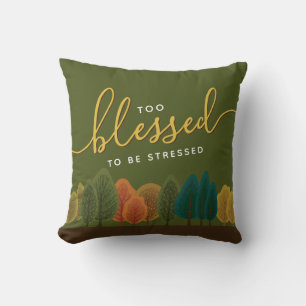 Coussin Forêt d'automne trop bénie Botanique vert foncé