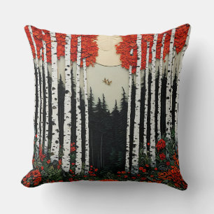 Coussin Forêt de bouleaux fantastique