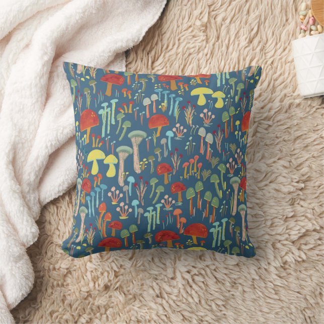 Coussin Forêt de champignons bleus (Couverture)