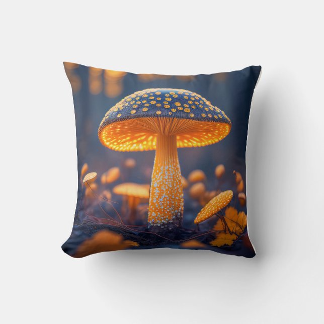 Coussin Forêt de champignons Calme Nature paisible Zen (Recto)