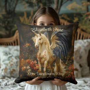 Coussin Forêt de conte de fées romantique licorne avec des
