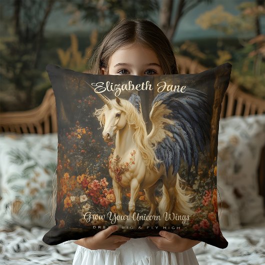 Coussin Forêt de conte de fées romantique licorne avec des