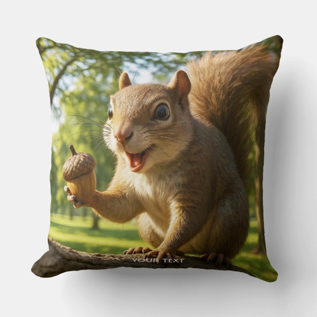 Coussin Forêt de fantaisie de petits écureuils mignons et  (Recto)