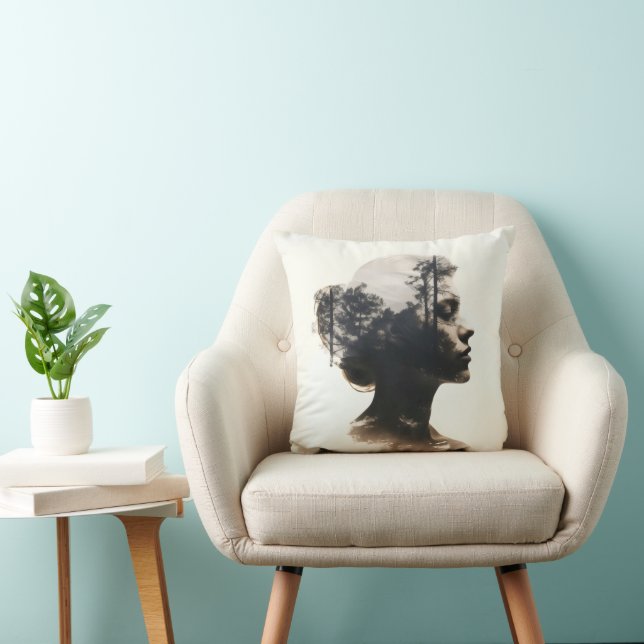 Coussin Forêt de femmes Double exposition (Chaise)