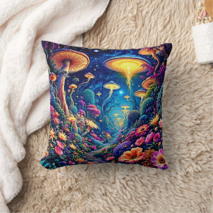 Coussin Forêt de fleurs mystiques sous les étoiles