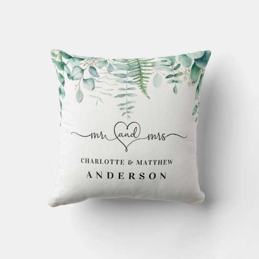 Coussin forêt de fougères de verdure d'eucalyptus noms de  (Verso)