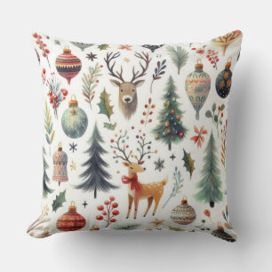 Coussin Forêt de Noël rustique