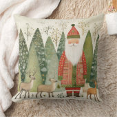 Coussin Forêt de Noël scandinave avec père Noël (Couverture)