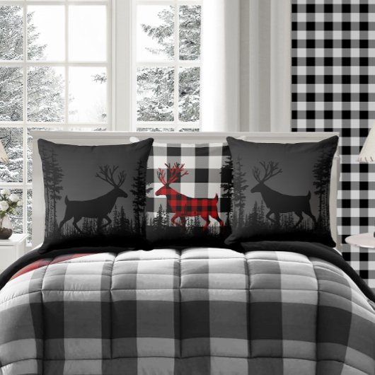 Coussin Forêt de pins de nuit sans fin Cerf