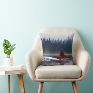 Coussin Forêt de pins sauvage du lac Bigfoot