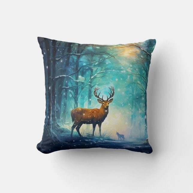 Coussin Forêt enneigée magique Art-82109 (Recto)