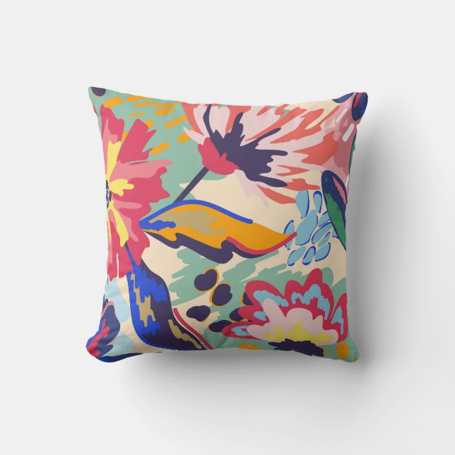 Coussin Forêt et rose (Recto)