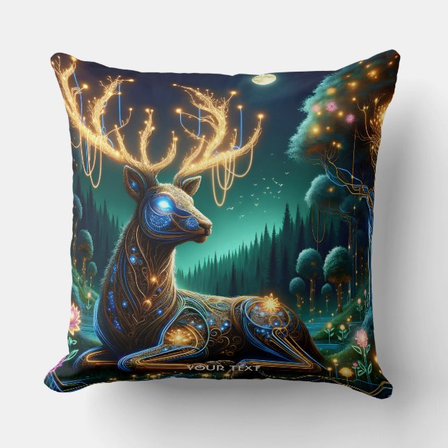 Coussin Forêt Fantastique de Cerfs Cyber Douce (Recto)