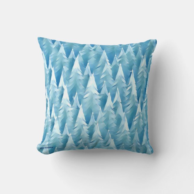 Coussin Forêt fractale bleue (Recto)