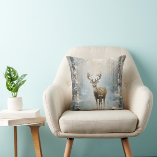 Coussin Forêt givre Cerf