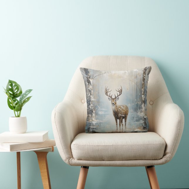Coussin Forêt givre Cerf (Chaise)