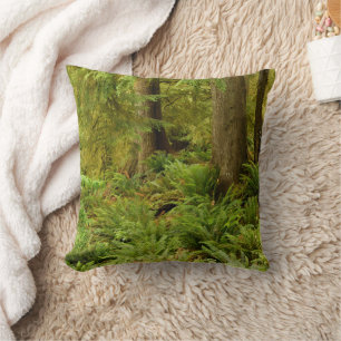 Coussin Forêt luxuriante et fougères Parc d'État Ecola,