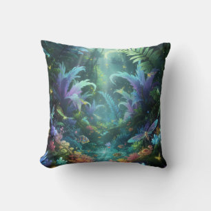 Coussin Forêt Magique Bioluminescente Jungle Enchantée