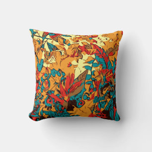 Coussin Forêt métallique Rouge électrique rétro