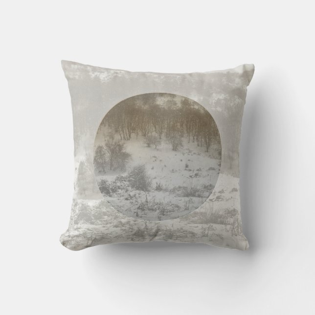Coussin Forêt neige hiver arrière - plan géométrique (Recto)
