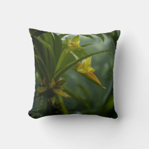 Coussin Forêt tropicale d'orchidées jaunes