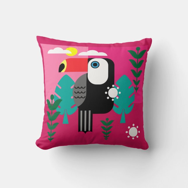 Coussin Forêt tropicale tropicale Toucan (Recto)