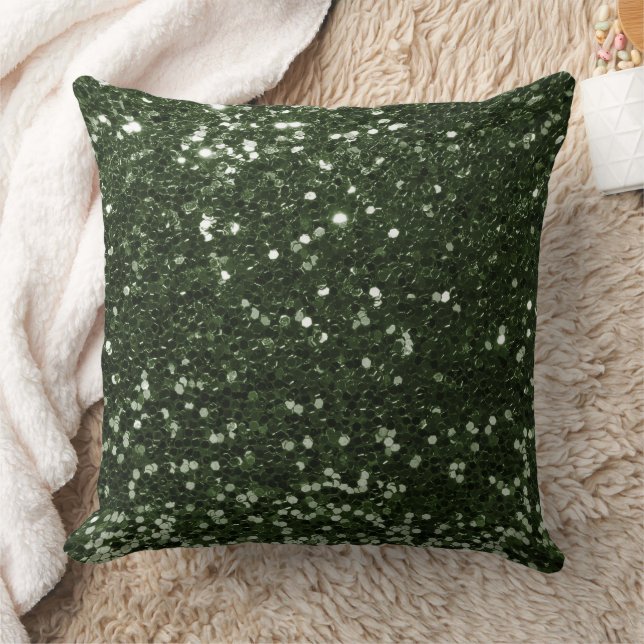 Coussin Forêt Vert Faux Séquin Parties scintillant Jeu Ore (Couverture)